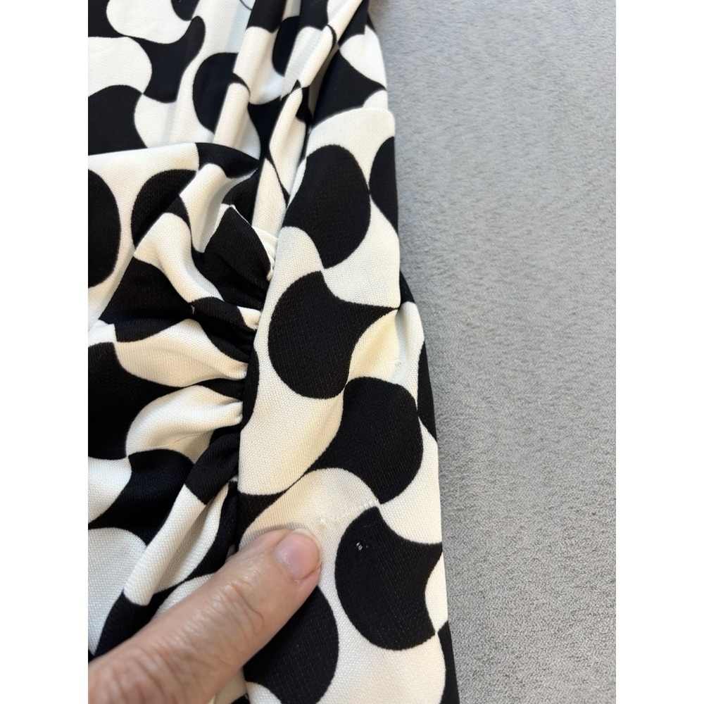 Talbots Geometric Stretch Midi Dress Size 1X Ruched Flowy Office Modest Church - Picture 8 of 12